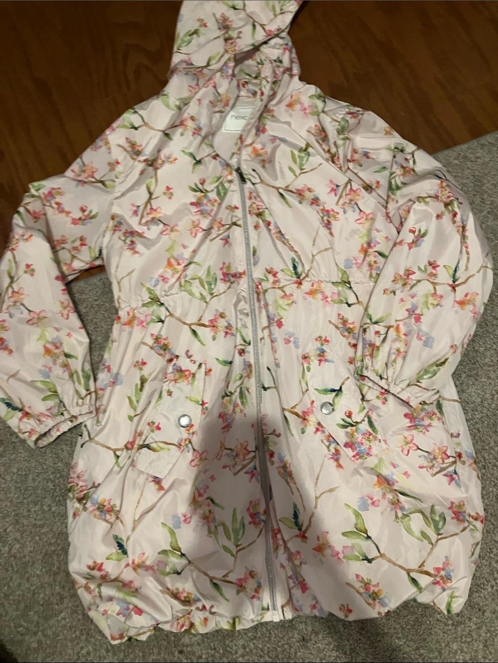 next Floral Hooded Puffer Jacket in Pale Pink